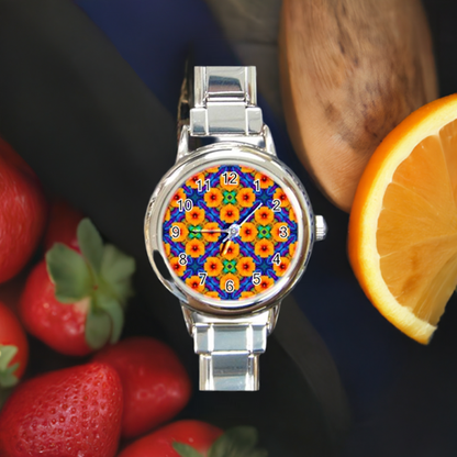 Hibiscus Array Round Italian Charm Watch