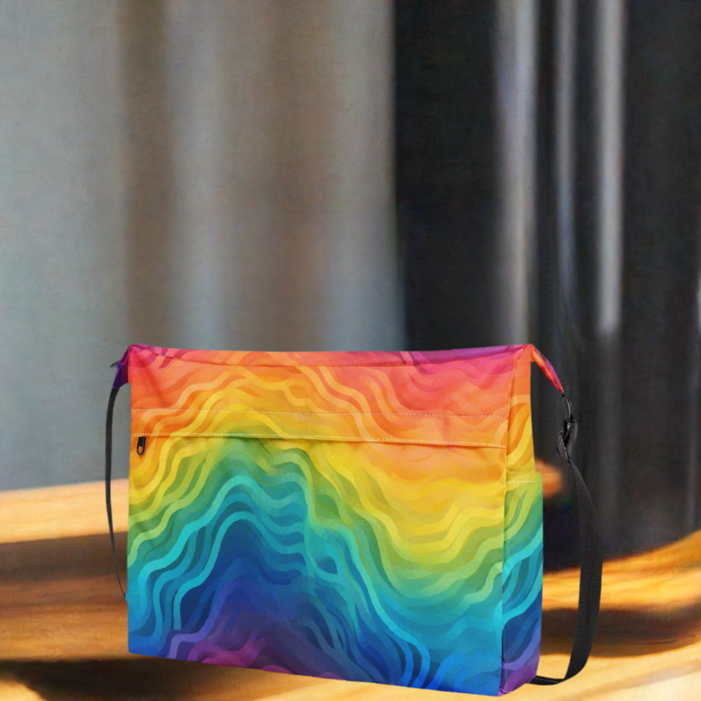 Rainbow Pride LGBTQ Messenger Bag - Adjustable Cross-Body, Waterproof Zipper Pockets, Handmade and Stylish by Luxtrini