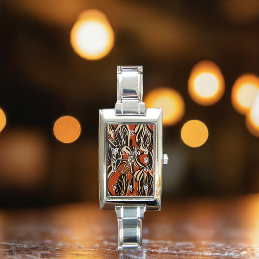 African - Ethnic Rectangle Italian Charm Watch