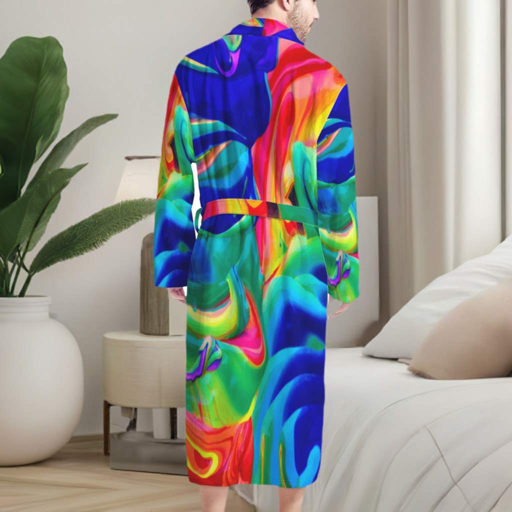 Rainbow Confusion Men's Bathrobe