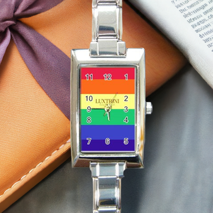 LGBTQ Rainbow Pride #12 Rectangle Italian Charm Watch