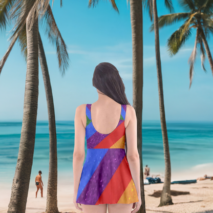 Colorful LGBTQ Skater Dress Swimsuit for Women