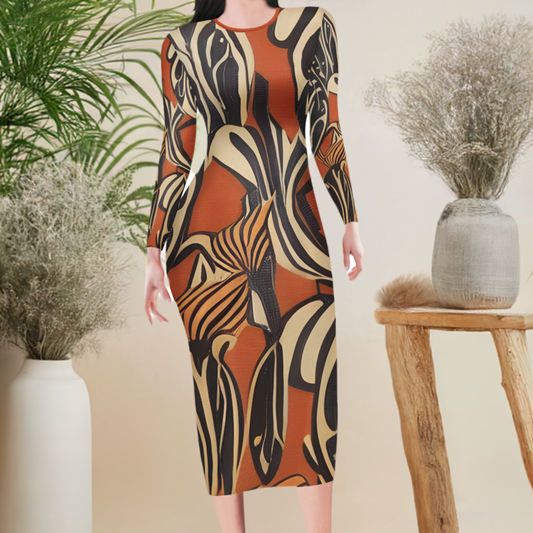 Elegant African Ethnic Bodycon Midi Sheath Dress - Sizes S to 4XL