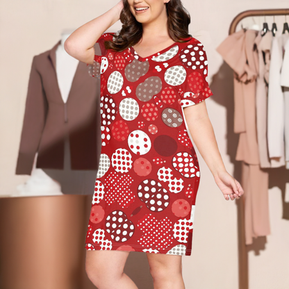 Red Polka Dot Short Sleeve Dress