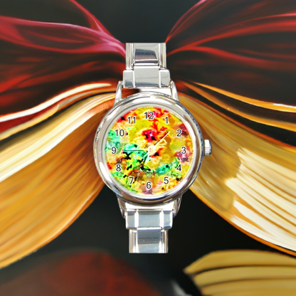 Hibiscus Impressionist Round Italian Charm Watch