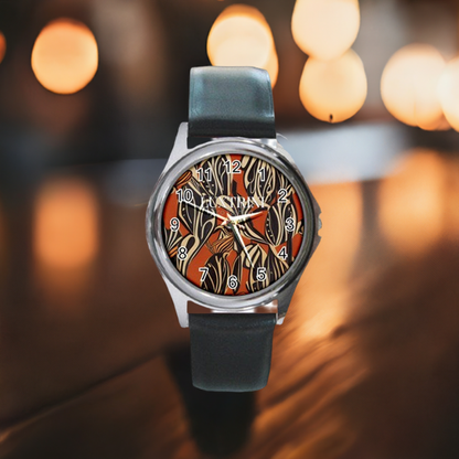 African - Ethnic Round Metal Watch