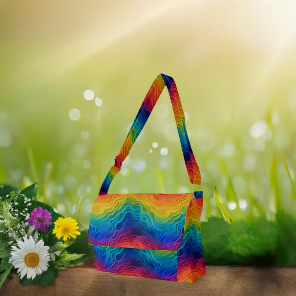 LGBTQ Rainbow Full Print Messenger Bag (L)