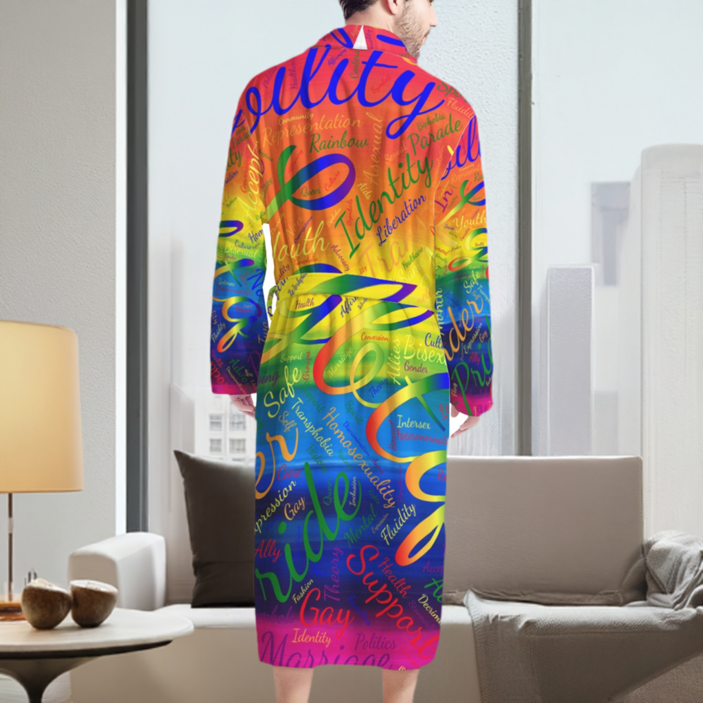 LGBTQ Word Cloud Men's Bathrobe
