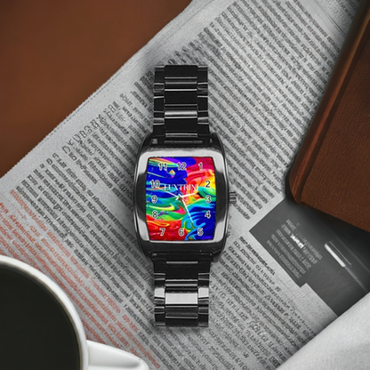 Rainbow Confusion Stainless Steel Barrel Watch