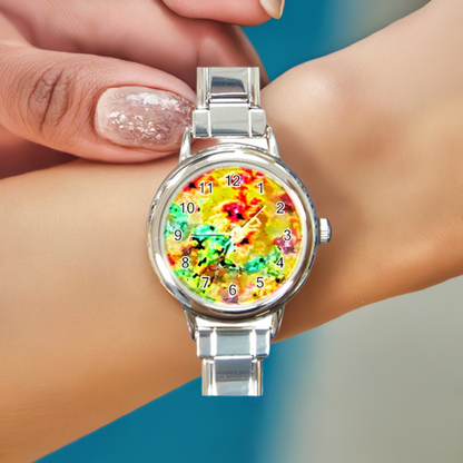 Hibiscus Impressionist Round Italian Charm Watch