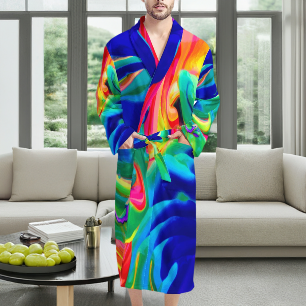 Rainbow Confusion Men's Bathrobe