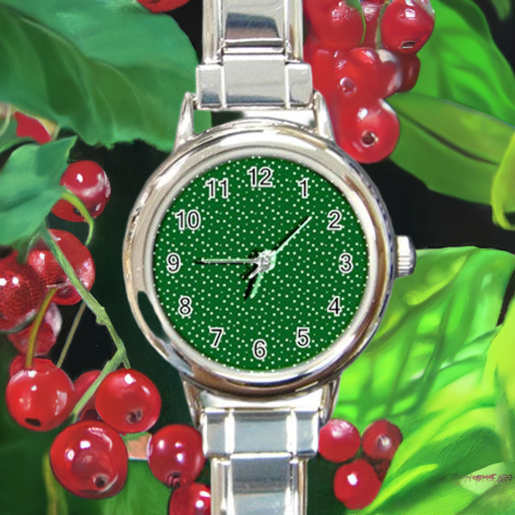 Round Italian Charm Watch Green Dots