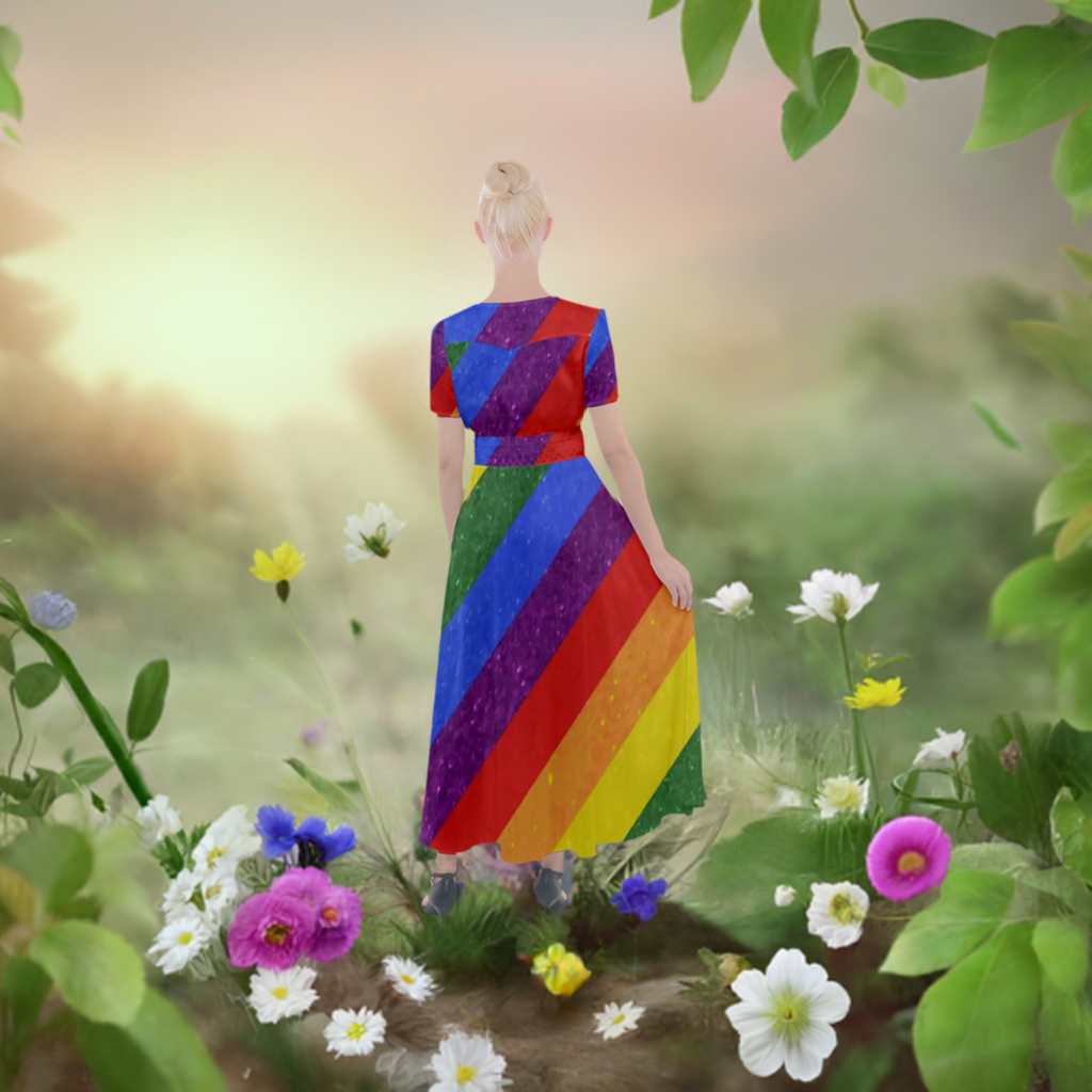 Rainbow Pride Button-Up Short Sleeve Maxi Dress - Versatile, Stylish, and Perfect for Any Occasion