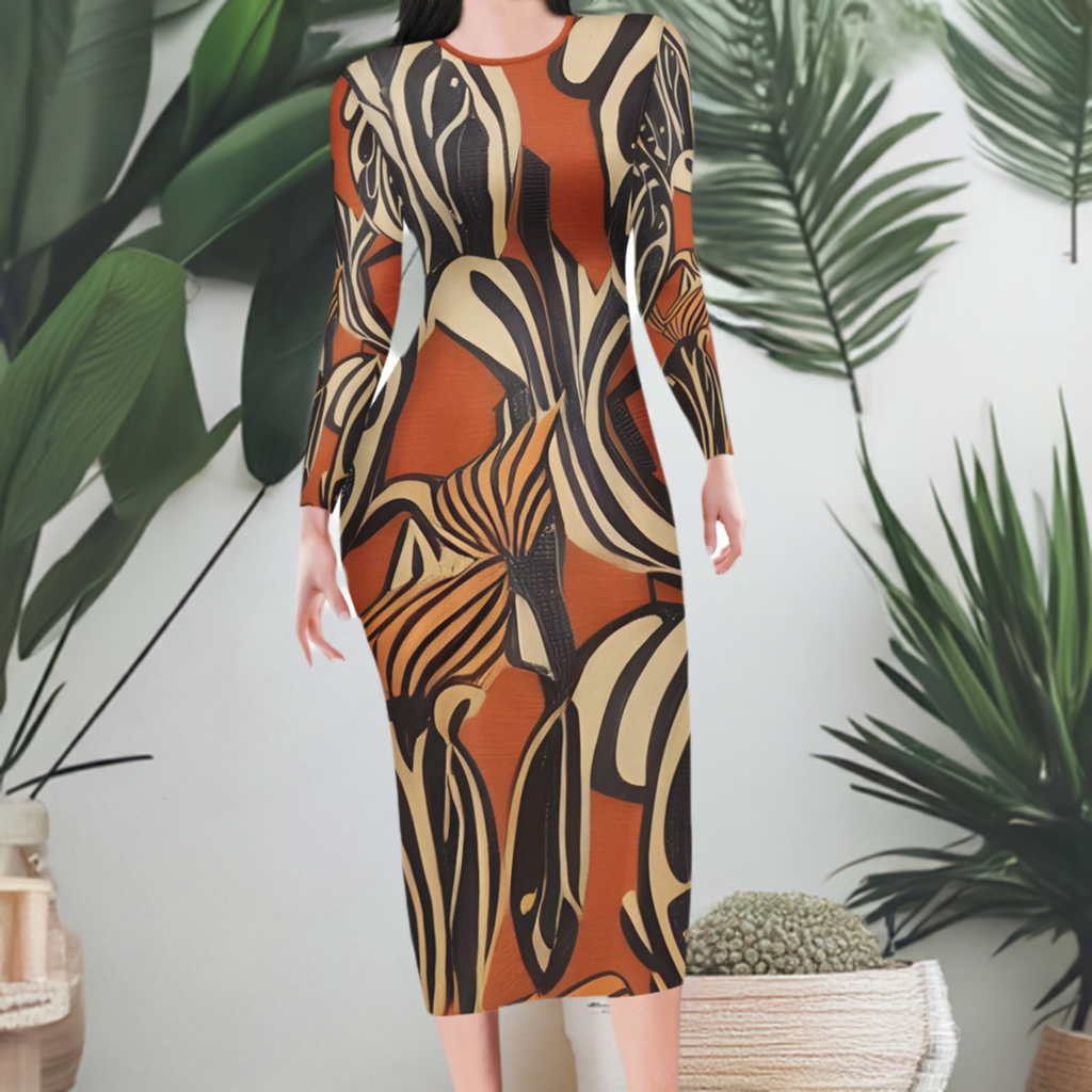 Elegant African Ethnic Bodycon Midi Sheath Dress - Sizes S to 4XL