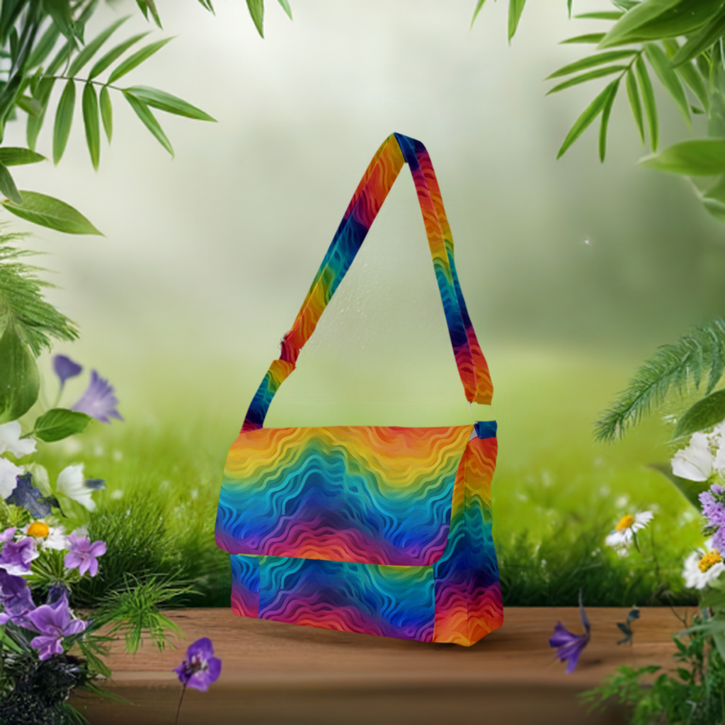 LGBTQ Rainbow Full Print Messenger Bag (L)