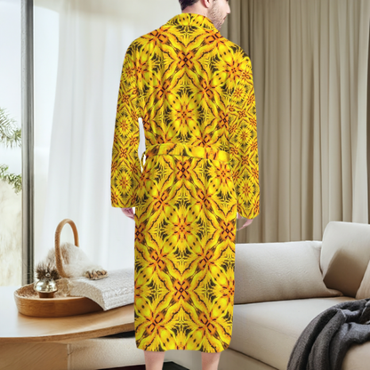 African Ethnic Yellow Toghu: Cameroon Men's Bathrobe