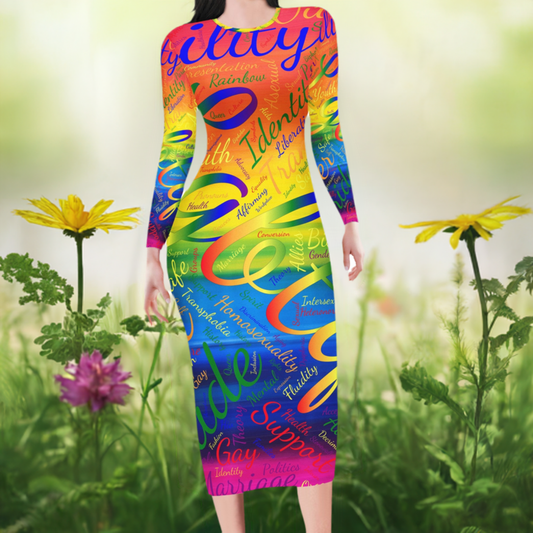 LGBTQ Word Cloud Women Bodycon Midi Sheath Dress