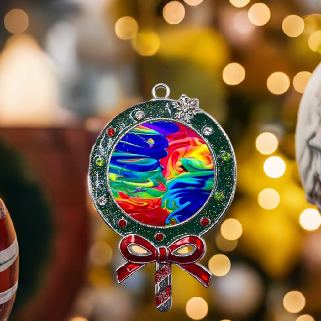 Colorful Metal Christmas Lollipop with Crystal Ornament