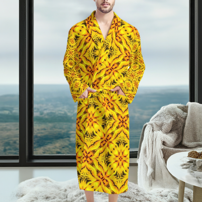 African Ethnic Yellow Toghu: Cameroon Men's Bathrobe