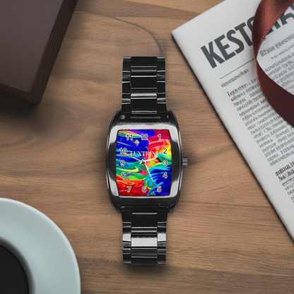 Rainbow Confusion Stainless Steel Barrel Watch