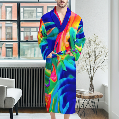 Rainbow Confusion Men's Bathrobe