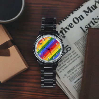 Rainbow Pride Stainless Steel Round Watch