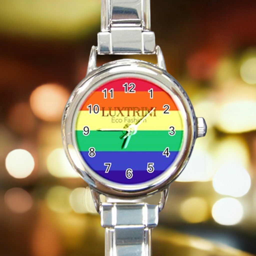 LGBTQ Rainbow Pride #12 Round Italian Charm Watch