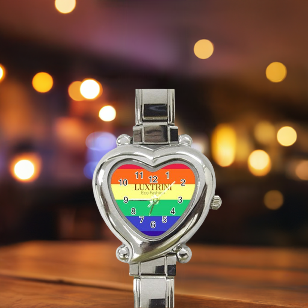 LGBTQ Rainbow Pride #12 Heart Italian Charm Watch