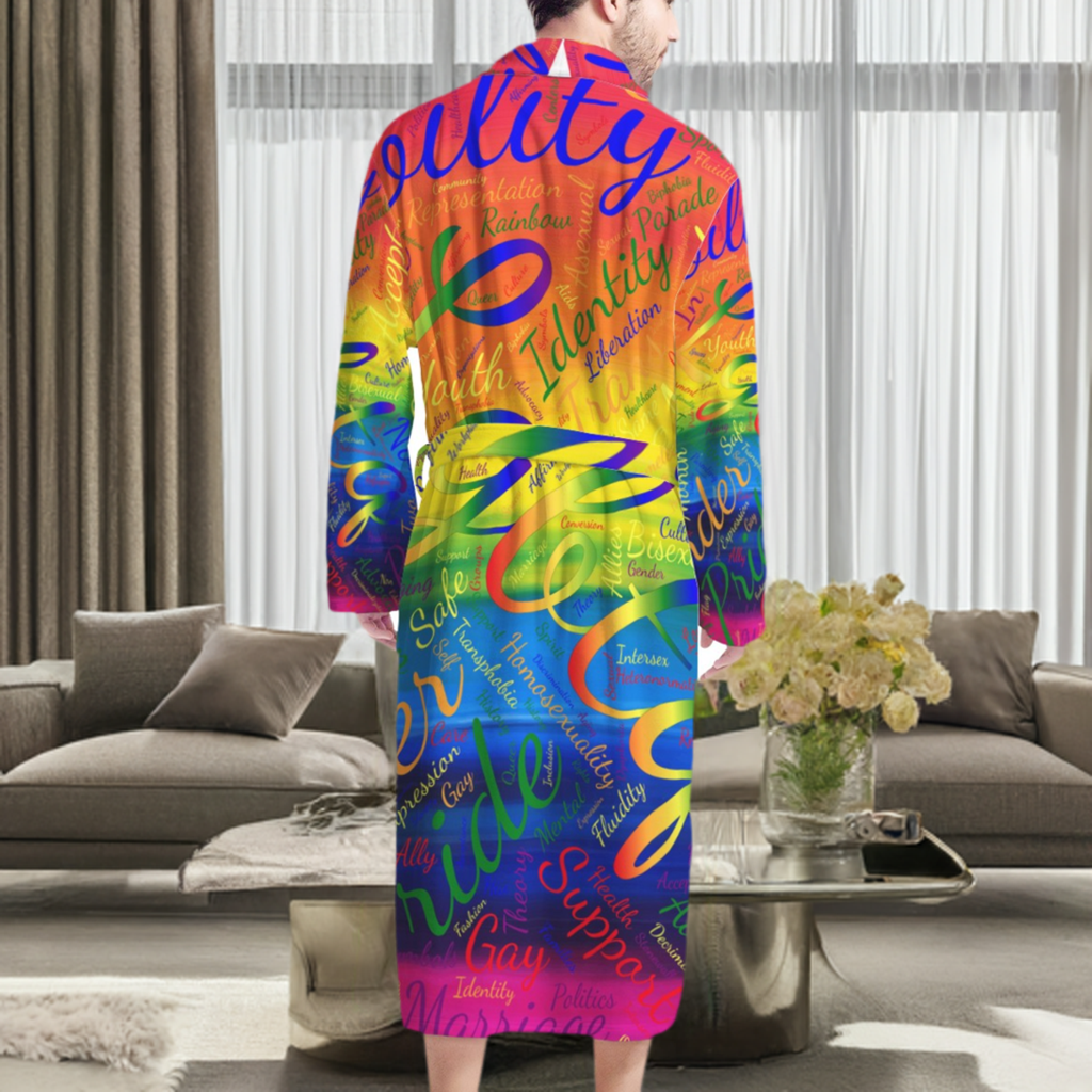 LGBTQ Word Cloud Men's Bathrobe