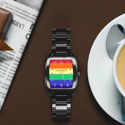 LGBTQ Rainbow Pride #12 Stainless Steel Barrel Watch