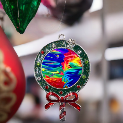 Colorful Metal Christmas Lollipop with Crystal Ornament