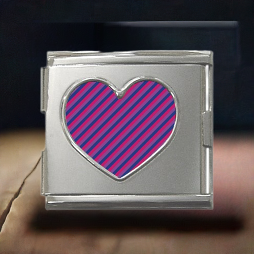 Bisexual Flag Mega Link Heart Italian Charm (18mm)