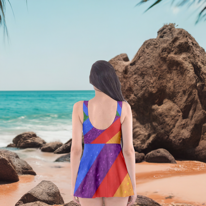 Colorful LGBTQ Skater Dress Swimsuit for Women