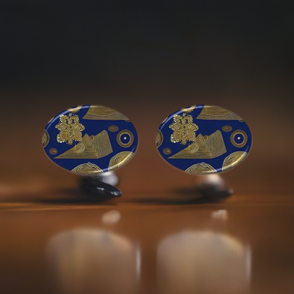 African Ethnic Oval Cufflinks - Personalized Keepsake for Timeless Elegance