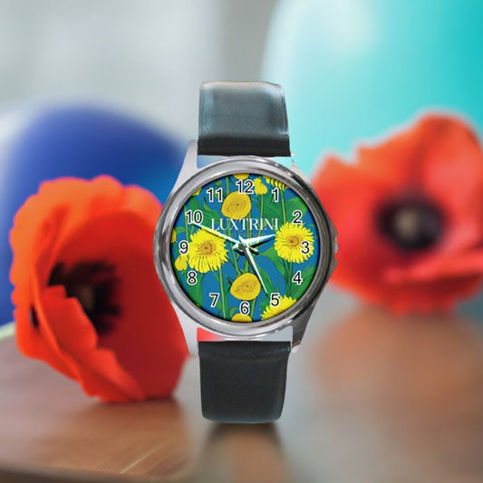 Sunflower Round Metal Watch