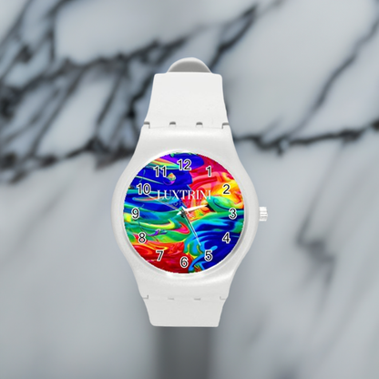 Rainbow Confusion Round Plastic Sport Watch (M)