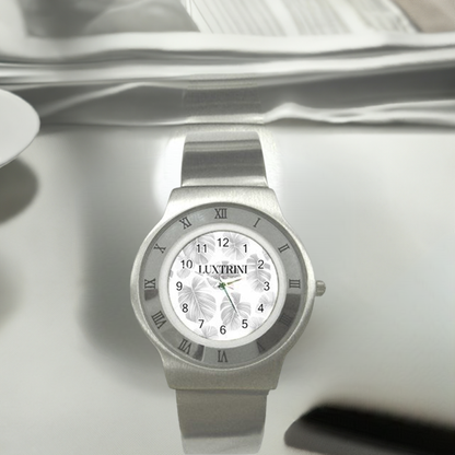 White Monstera Stainless Steel Watch