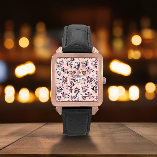 Sangria Rose Gold Leather Watch