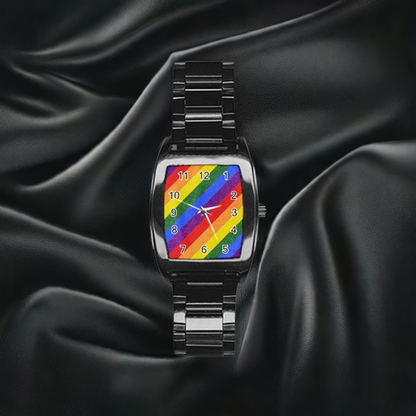 Rainbow Pride Stainless Steel Barrel Watch