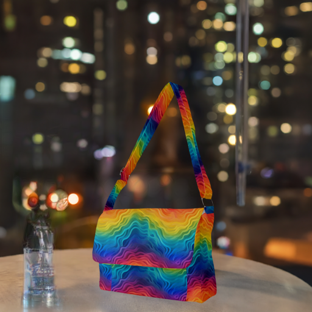 LGBTQ Rainbow Full Print Messenger Bag (L)