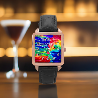 Rainbow Confusion Rose Gold Leather Watch