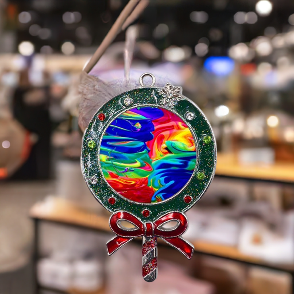 Colorful Metal Christmas Lollipop with Crystal Ornament