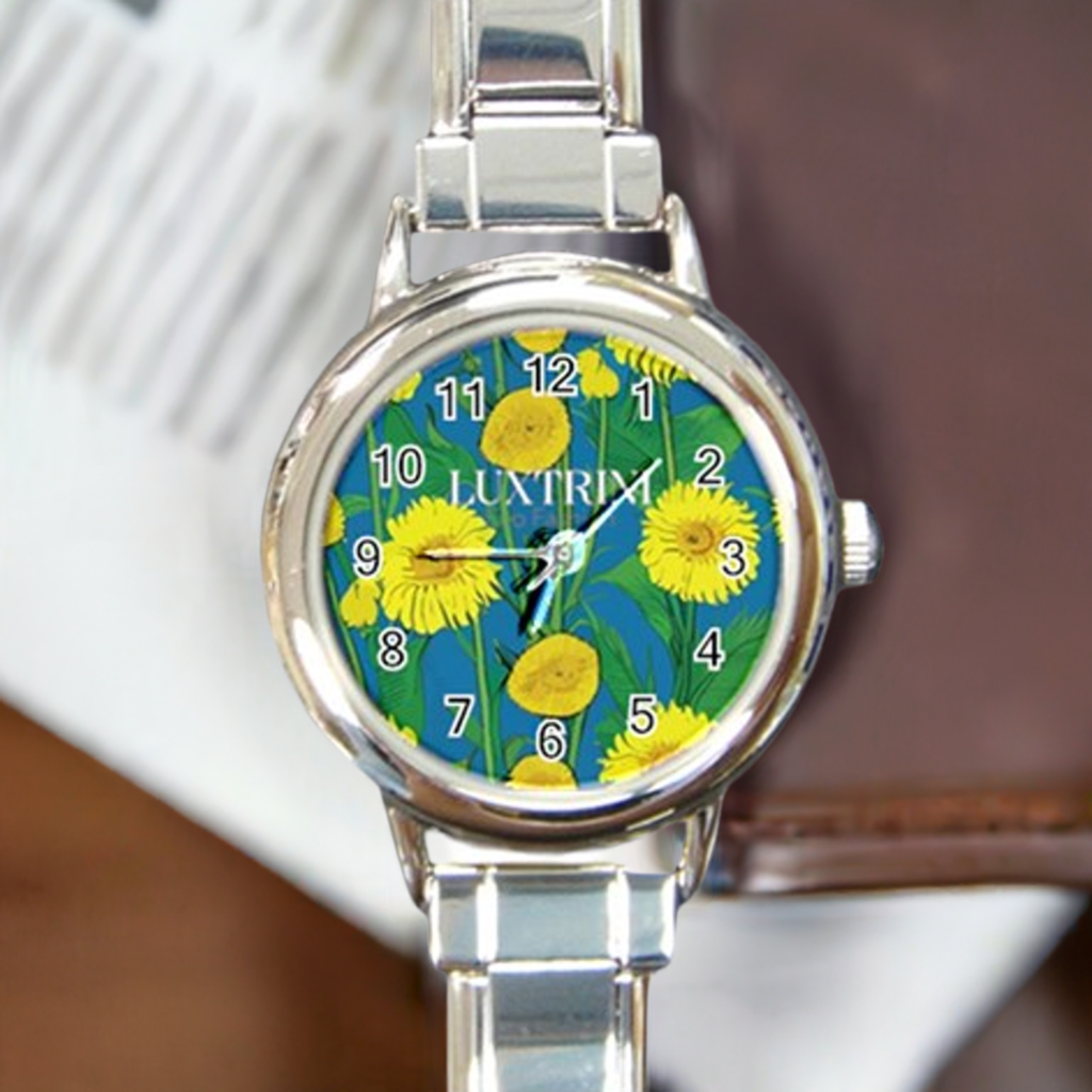 Sunflower Round Italian Charm Watch