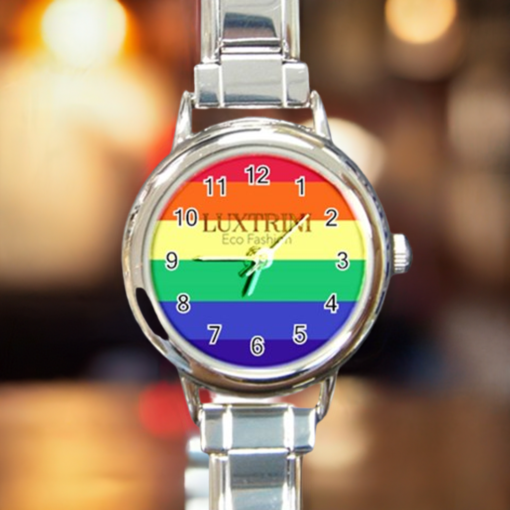 LGBTQ Rainbow Pride #12 Round Italian Charm Watch