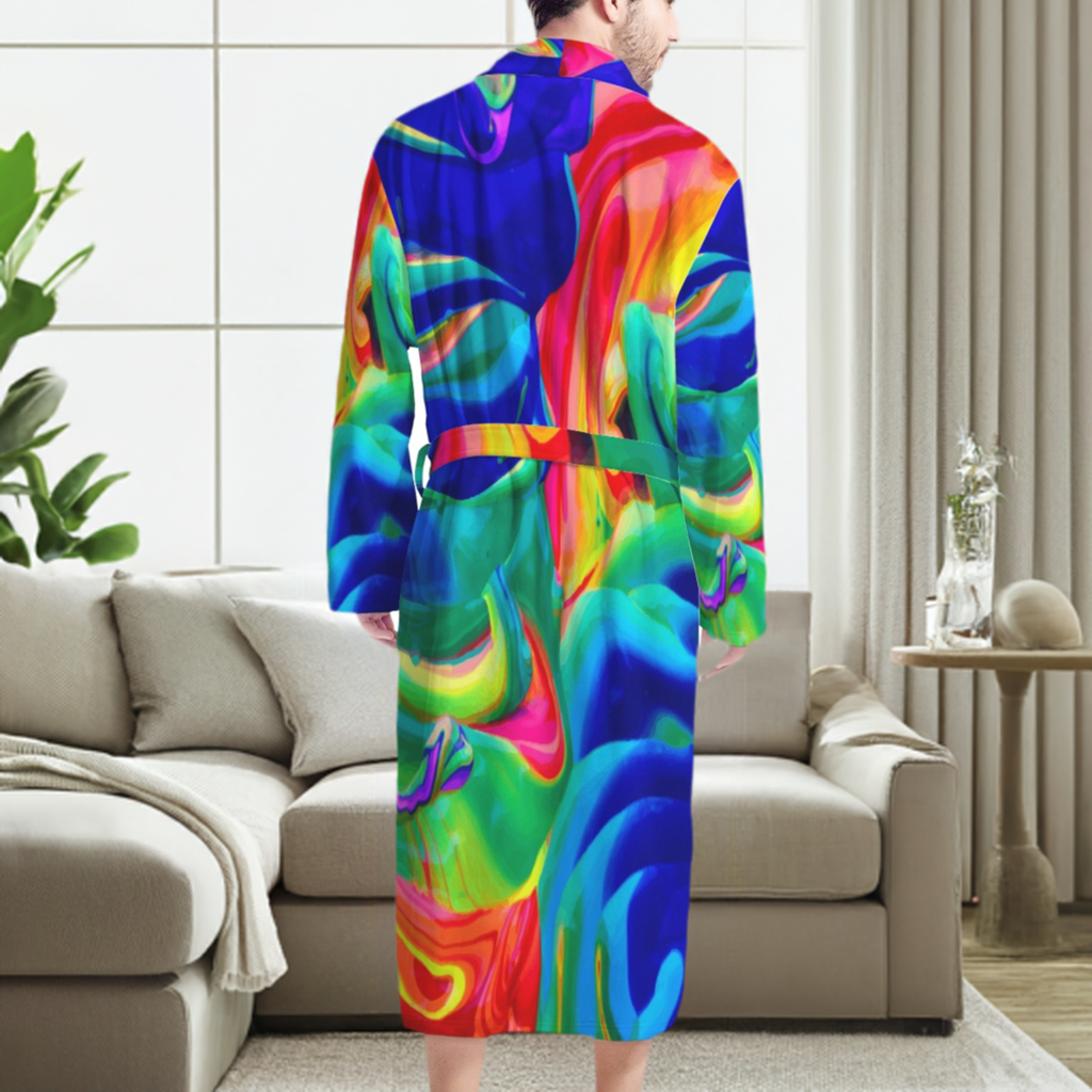 Rainbow Confusion Men's Bathrobe