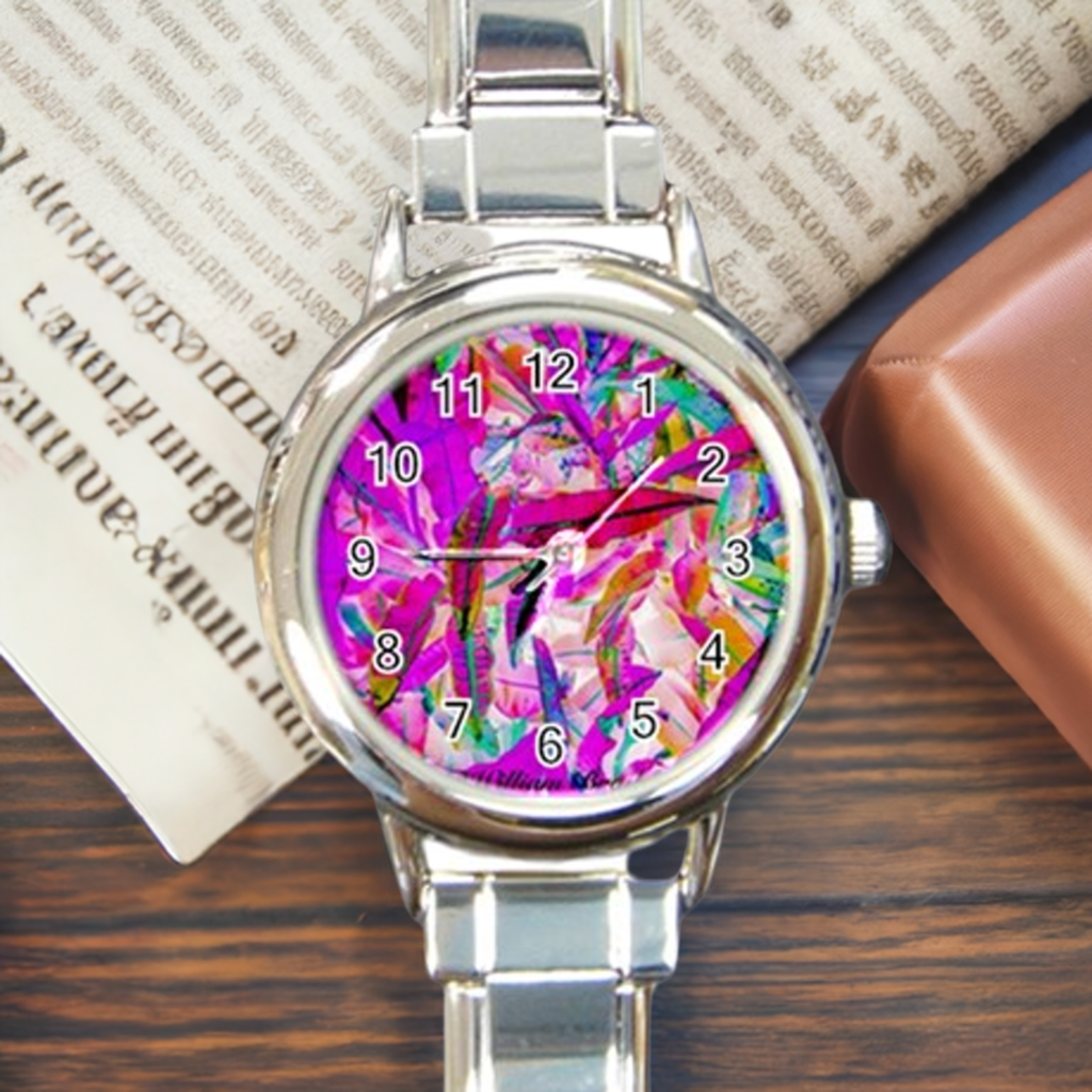 Round Italian Charm Watch Purple Croton