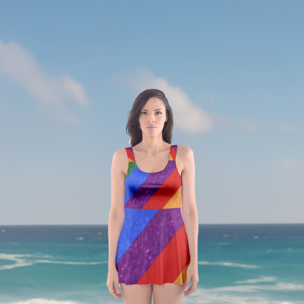 Colorful LGBTQ Skater Dress Swimsuit for Women