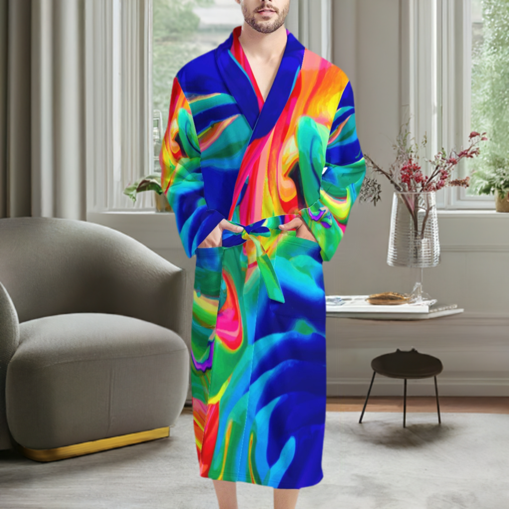 Rainbow Confusion Men's Bathrobe