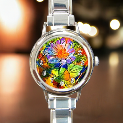 Petunia Round Italian Charm Watch