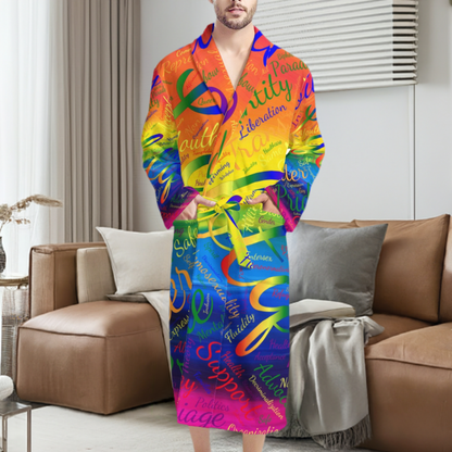 LGBTQ Word Cloud Men's Bathrobe